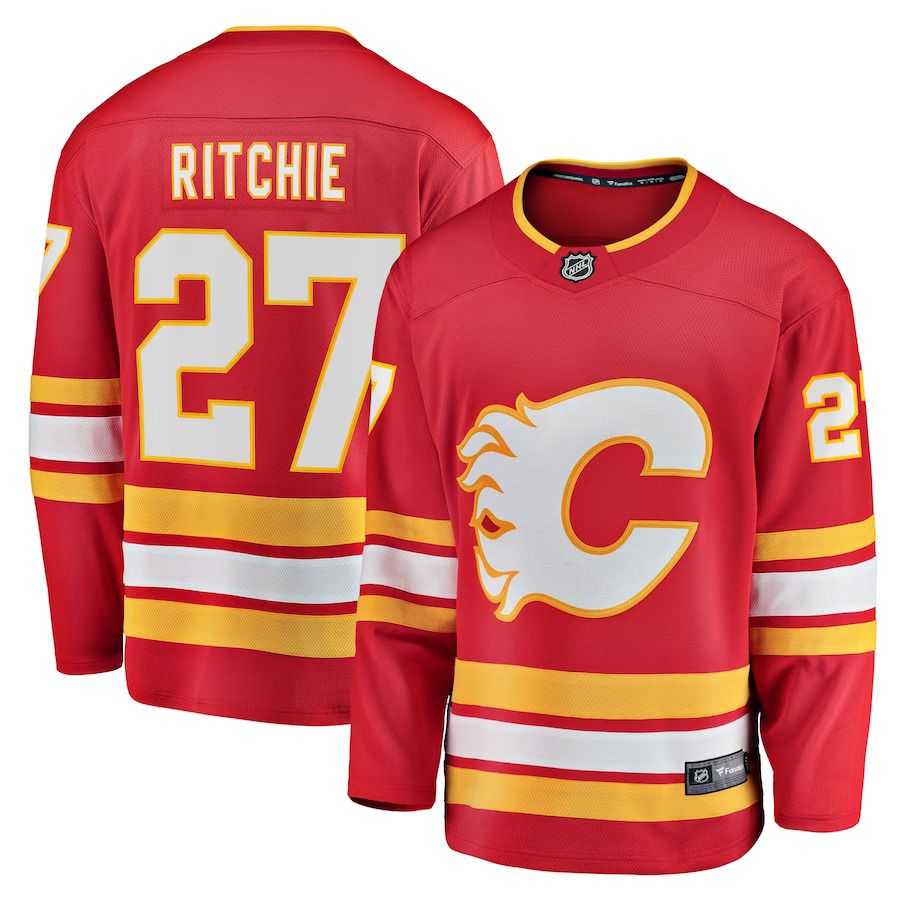 Men Calgary Flames 27 Nick Ritchie Fanatics Branded Red Home Breakaway NHL Jersey